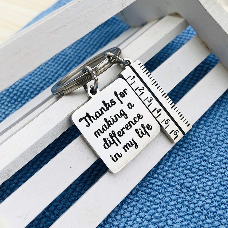 XGAKWD Teacher Appreciation Gift Keychain - Thanks for Making a Difference in My Life Teacher Key Chain for Women Men, Birthday Graduation Christmas Gifts for Teachers (Ruler) - Image 3